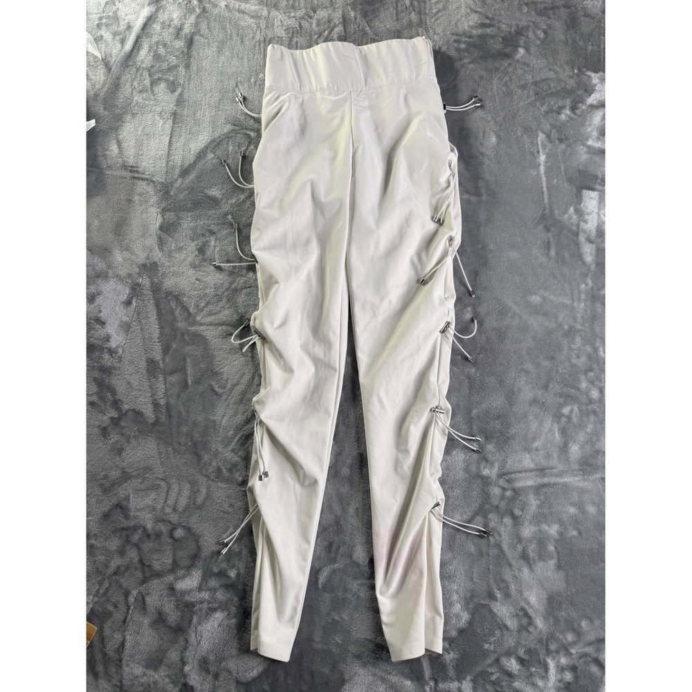 Manière De Voir Women's Bungee‎ Toggle Ruched Pants Off-White High Waist Size 10